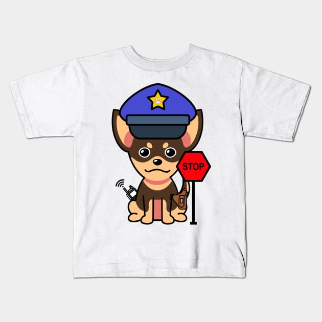 Cute small dog is a police Kids T-Shirt by Pet Station